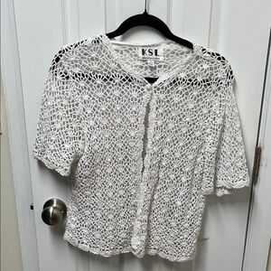 KSL Women's White Crochet Blouse